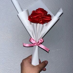 Red Rose Bouquet with Pink Ribbon & different colors of your choice